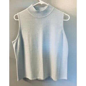 CC Hughes High Neckline Sleeveless Lightweight Soft Blue Sweater Size L